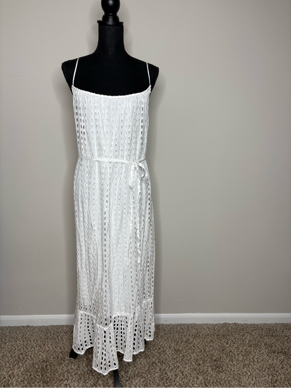 J. Crew White Lace Maxi Dress with Tie Waist - Picture 2 of 5